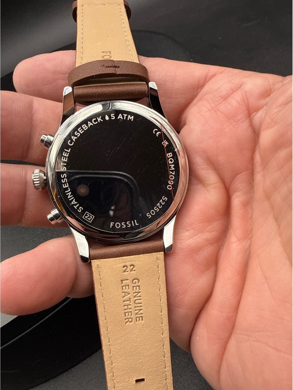 Fossil Men's Chronograph Watch with Blue Dial and Brown Leather Strap - Picture 5 of 7